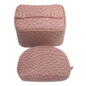 Multi Functional 2 In 1 Ostrich PU Makeup Bag Lightweight <b>Shell</b> Cosmetic Bag Handheld Travel Wash Bag For Girls - Product Image 6