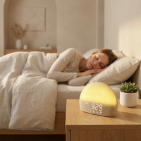 Machine à sons futuriste, lumière de réveil supérieure avec technologie avancée d'aide au sommeil, lampe de chevet innovante, bruit blanc professionnel