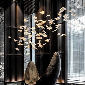 Made in China showsun design moderno lampadario a foglia di vetro soffiato a <span class=keywords><strong>mano</strong></span> per l'hotel - Product Image 6