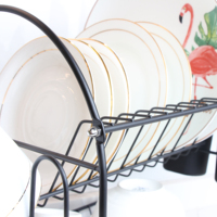 Porte-assiettes à 2 niveaux de grande capacité avec porte-ustensiles et porte-tasses Assemblage facile pour sécher la vaisselle et les bols