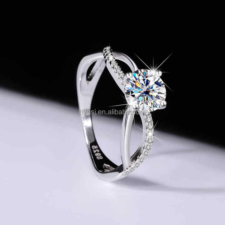 Luxury Diamond Jewelry Ice Cut Round Moissanite Adjustable Engagement