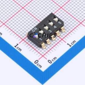 HY-DSIC05LS DIP Switch SMD-10P,12.7x6.2mm Switch Flat Toggle, Raised Type Single Pole Single Throw 5 Gull Wing Type - Product Image 1