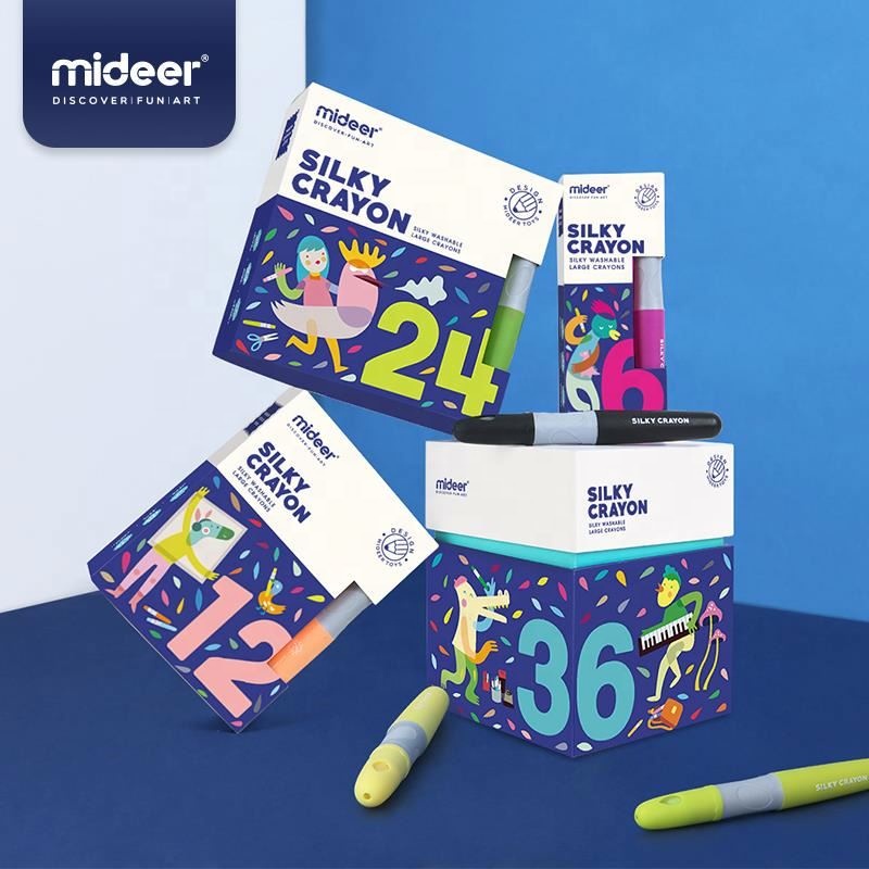 MD4065 MIDEER, украшение для детской и студент живописи моющиеся crayon 6, 12 и 24 цвета ребенка креативное искусство шелковистый карандаш