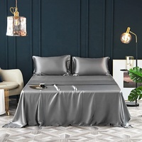 Drap de lit ensemble de literie couleur unie Satin Twin Full Queen King Size 4 pièces ensemble de draps en satin pour la décoration de la maison