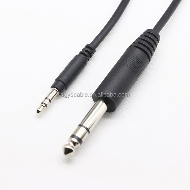 High Quality 3.5mm Tripole Cable to 6.35mm Tripole Cable 6.35mm Jack Audio Cable Black Tpe