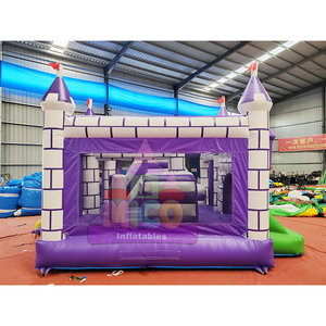 Purple and White Knight Combo Inflatable Bounce House Bouncy Castle with <b>Slide</b> Kids Jumping Castle - Product Image 3