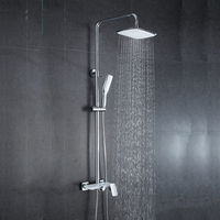 Ensemble de robinets de douche de pluie en laiton, eau chaude et froide à trois fonctions pour salle de bains
