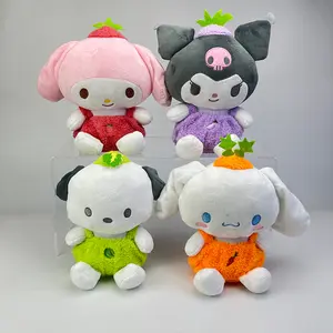 Bonecos de pelúcia para crianças, brinquedos macios Kuromi de melodia vermelha verde laranja de 8 polegadas, desenhos animados famosos