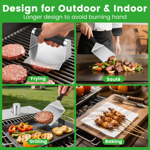 Espátula de Acero Inoxidable para Plancha de Cocina, Aplastador de Hamburguesas y Botella con Dosificador, Kit de Accesorios para Plancha - Product Image 5
