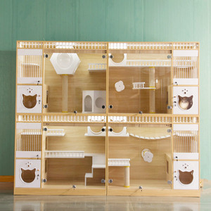 Lüks 3-Layer kedi Villa özelleştirilebilir ahşap kedi kafes sıcak satmak ev mobilyası ile zarif iç Pet House - Product Image 4