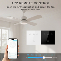 Interruptores Inteligentes LED para Ventilador con Control de Velocidad, 1 Canal, Control Remoto, Panel Táctil, Sensor WiFi para Alexa Smart Life