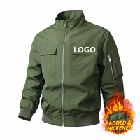 Blouson Aviateur Homme Rembourré Personnalisé OEM ODM avec Logo, Col Montant, Couleur Unie, Style Vintage, Vêtement de Travail