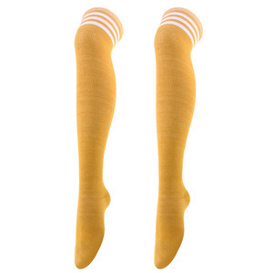 Chaussettes élastiques antidérapantes à trois bandes au-dessus du genou, multicolores, couleur unie, style académie, cosplay, usage quotidien, bas longs jusqu'aux cuisses - Product Image 3