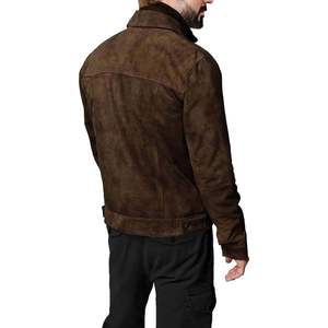 Veste en daim vintage de qualité supérieure pour homme, en cuir d'agneau véritable, col chemise, style automne, veste pour homme - Product Image 3