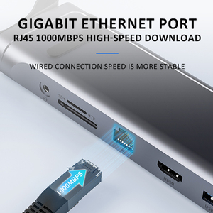 Máy tính xách tay Docking Station cho máy tính xách tay đứng USB đầu đọc thẻ Hub <span class=keywords><strong>Ethernet</strong></span> <span class=keywords><strong>Adapter</strong></span> USB C 9 trong 1 USB-C Type-C HUB cho iPad Pro - Product Image 4