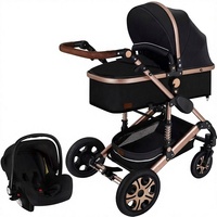 Poussette bébé 3-en-1 EN1888 en alliage d'aluminium, convertible quatre roues, haute vue, légère et pliable