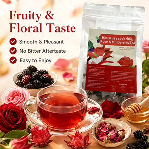 Tisane aux fleurs d'<span class=keywords><strong>hibiscus</strong></span>, de rose et de mûrier avec sucre candi 5g*30 sachets – Soutien beauté, bien-être naturel aux fruits et fleurs pour femme - Product Image 6