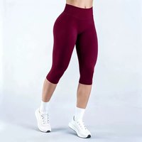 Legging Capri de Yoga Uni Sans Couture Côtelé, Effet Scrunch Butt, Respirant, Compression et Maintien du Ventre