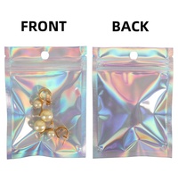 Holographic Rainbow Laser Semi-Transparent Food Grade PET Ziplock Packaging Bag Screen Printing Recyclable Customizable Earphone