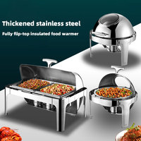 Piring listrik Stainless Steel, kompor prasmanan hangat makanan meja prasmanan perlengkapan dapur pemanas makanan jendela terlihat