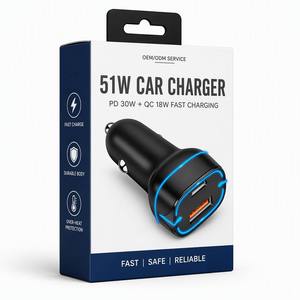 Cargador de Coche Rápido USB C de 12V, 2 Puertos PD 20W QC 18W (Total 38W), Ignífugo, de PC y ABS, <span class=keywords><strong>Precio</strong></span> de Fábrica OEM ODM - Product Image 5