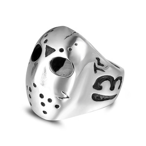 Men's Punk Skull <b>Titanium</b> Steel <b>Ring</b> Mask Shape SA806 Gift Jewelry - Product Image 5