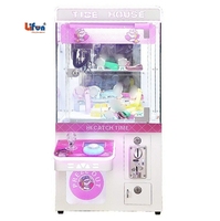 LIFUN Meilleure Vente Machine à griffes mini à monnayeur pour peluches, de table, pour enfants, certifiée CE, prise US, Bleu Rose, Garantie 1 an, Version anglaise