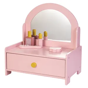 Jogo de maquiagem rosa para meninas, kit de brincar de casa de fantasia, brinquedo de mesa para maquiagem