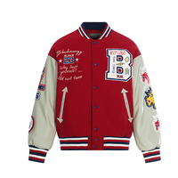 Veste de baseball pour homme avec broderie de haute qualité, au design streetwear américain élégant et en tissu de coton.