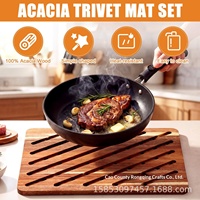 Sous-plat isolant en bois d'acacia creux, style nordique, pour tables de cuisine et de salle à manger, pour plats chauds, casseroles, bols - 1,2 cm d'épaisseur, carré