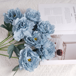 Vente en gros d'usine, bouquet de 7 pivoines en soie, fleurs artificielles, décoration de table de mariage - Product Image 2