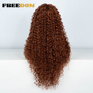 FREEDOM Perruque Lace Front pour femmes en fibre synthétique haute température bouclée, densité 130%, 30 pouces, pour brun, blond, rouge, baby - Product Image 5