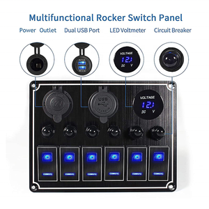 Panneau de commutation à bascule LED personnalisable en aluminium étanche 12V/24V 6 gangues avec USB pour voiture, bateau, camping-car, <span class=keywords><strong>caravane</strong></span> - Product Image 3