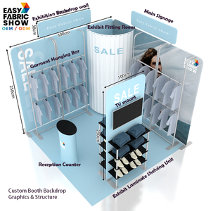 Support de toile de fond portable, stand d'exposition <span class=keywords><strong>pop</strong></span>-up, stand d'exposition en tissu de style féminin pour salon professionnel temporaire - Product Image 4