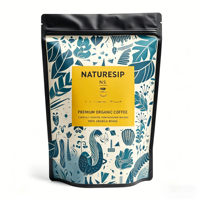 Pochette d'emballage biodégradable pour thé et café, laminée mate, résistante à l'humidité, avec fermeture éclair, impression couleur personnalisée, sérigraphie