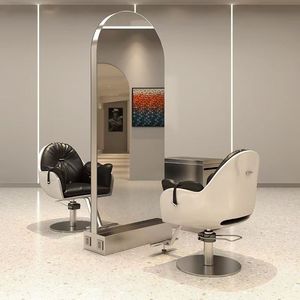 Espejo LED de Cuero para Salón de Belleza, Barbería, Estilo Moderno y Sencillo, Pantalla Táctil, Iluminación Elegante, Comercial - Product Image 2