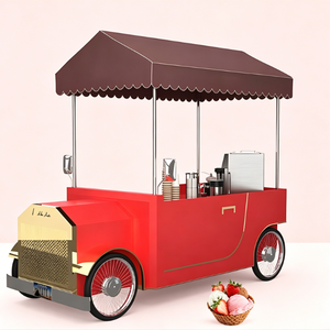Carrito de Helados Comercial Azul, Carrito de Helados Móvil con Congelador, Carrito de Helados de Madera - Product Image 5