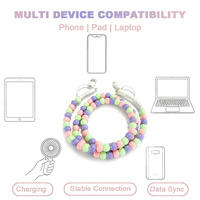 Câble de chargeur de téléphone perlé tendance 4 en 1, câble de type C