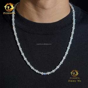 Nieuw ontwerp unieke elegante stijl klauwsetting 4mm omgekeerde 925 massief zilver rhodium plated VVS <span class=keywords><strong>Moissanite</strong></span> peer tennis ketting - Product Image 2