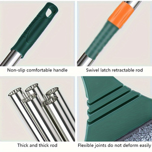 Balai de nettoyage télescopique pour vitres en hauteur avec raclette en acier inoxydable et silicone pour le nettoyage des fenêtres - Product Image 4