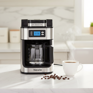 Newle American Drip <strong>Coffee</strong> Maker Stainless Steel Espresso <strong>Coffee</strong> <strong>Machine</strong> Keep Warm Programmable <strong>Timer</strong> Built-in Burr Grinder - Product Image 6