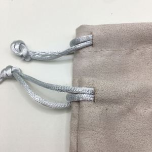 <b>Grey</b> 8*10cm Small Suede Velvet Recyclable Custom Logo Drawstring Bag Pouch for Jewelry <b>Storage</b> Dustproof - Product Image 3