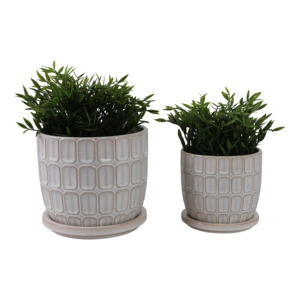 Maceta Decorativa con Patrón Squoval, Plato Incluido, Maceta para Plantas de Interior y Exterior, Decoración del Hogar, Juego de Macetas de Cerámica - Product Image 2