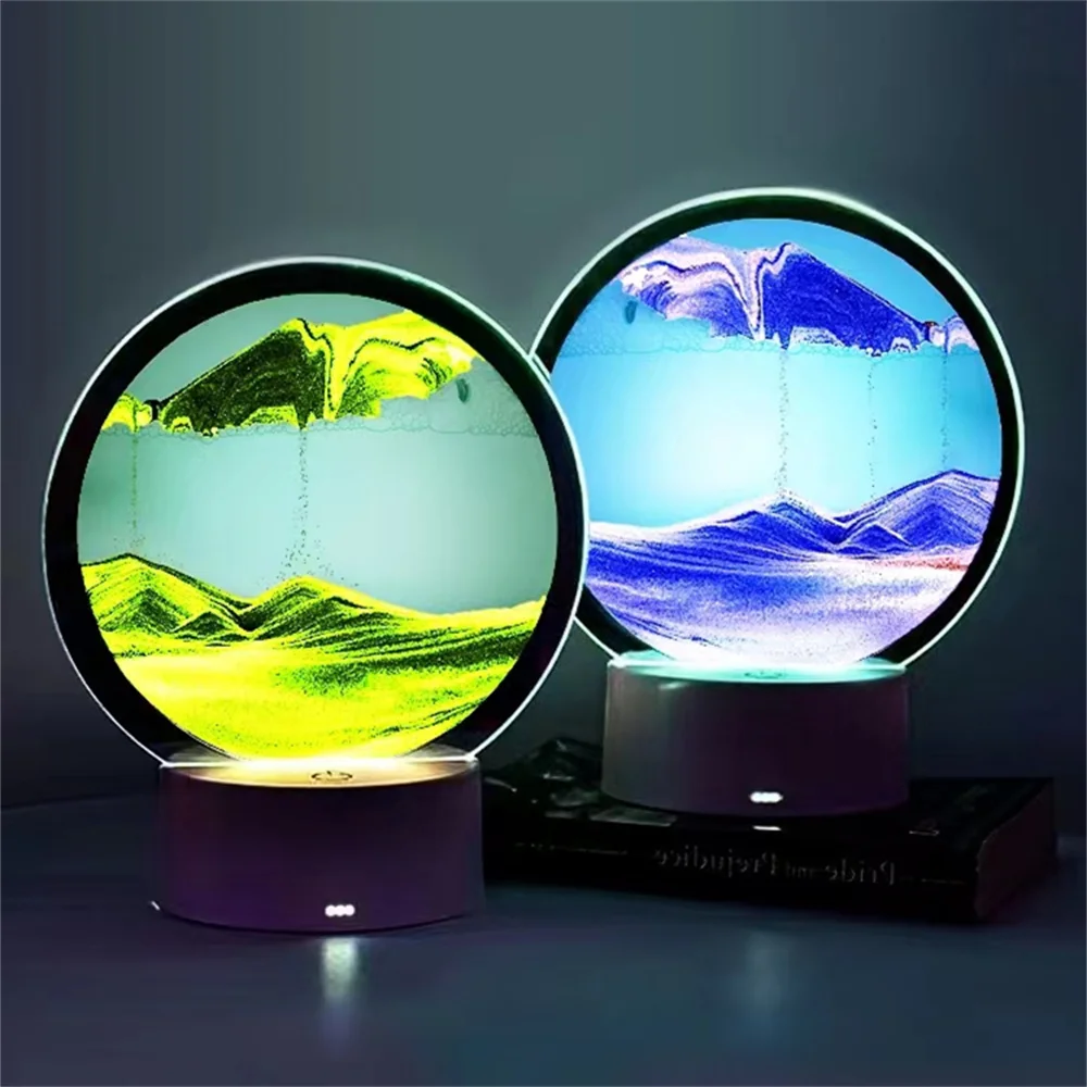 Художественная настольная лампа Liusha, RGB, цветные Меняющие цвет, зыбучие пески, рисование, светильники, Креативные 3D лампы для песочных часов, настольные поделки