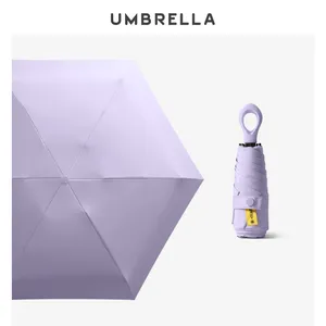 Nouveau parapluie à cinq capsules ultra léger et pliable en gros durable avec poignée en anneau portable