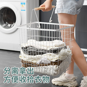 Nordic Style <b>Laundry</b> <b>Basket</b> With Wheels Clothes Storage Organizer Rectangle Standing Type Scandinavian Design - Product Image 2