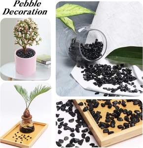 Ciottoli decorativi in pietra di ossidiana nera con trucioli di pietra di cristallo naturale 0.9 Lb/405g per <span class=keywords><strong>la</strong></span> decorazione della casa - Product Image 6
