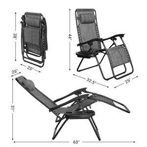 Chaise inclinable multifonctionnelle pliante gris, fauteuil de plage, de piscine, de Camping, de gravité zéro, réglable, nouveau,