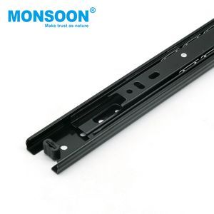 heavy duty rails runner side mounted electrophoretic black 35mm triple fold full extension kitchen <b>storage</b> cabinet drawer slide - Product Image 6