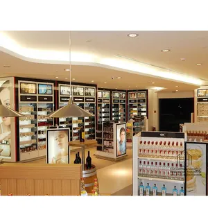 Quiosque de fragrância de vidro para lojas de perfumes, vitrine de cosméticos personalizada